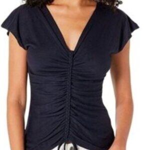 Max Studio Navy Blue Ruched Top